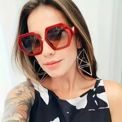 Oversized Polygonal Sunglasses UV400 Gradient Glasses