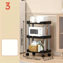 3 Tier Movable Cart Kitchen Household Rack With Wheels