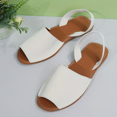Women's Peep Toe Flat Sandals Slingback Non Slip Casual Slip On Sandals