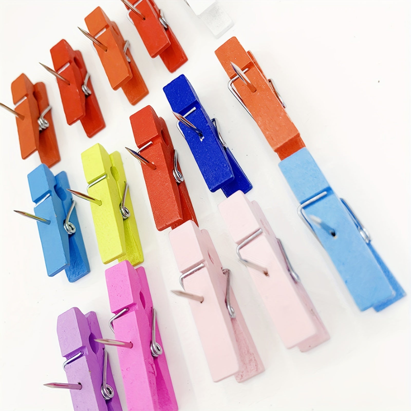 50 Wooden Clip Pushpins for Artwork & Notes