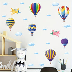 Colorful Hot Air Balloon Cloud Stickers For Children's Bedroom