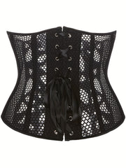 Strapless Fishnet Corset Bustier Lace Up Body Shaper