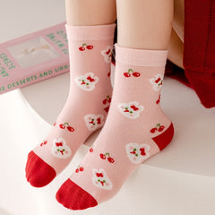 Cute Cherry Rabbit Pattern Girls Socks For Autumn Winter
