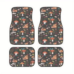 4pcs Mushroom Snail Car Floor Mats Water Absorbent Non Slip Stain Resistant