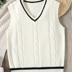 Kids Sleeveless V Neck Knitted Sweater Vest