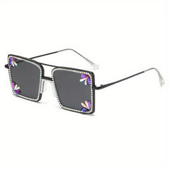 Metal Sunglasses Rhinestone Gradient Glasses UV400
