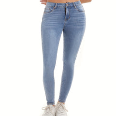 Plus Solid Button Fly High Rise Skinny Jeans