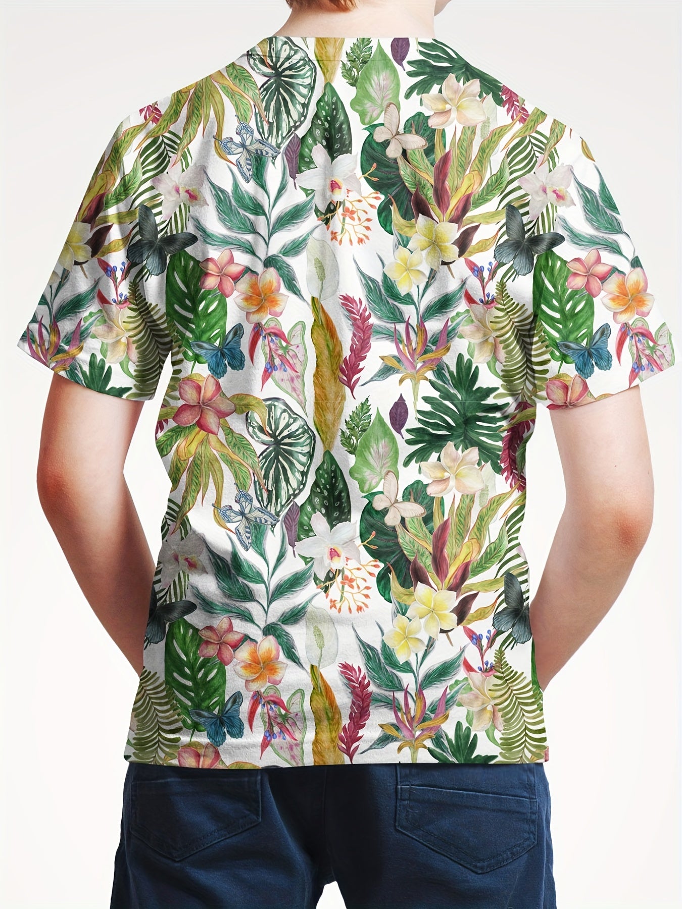 Floral & Leaf Print Men's Graphic T shirt Casual Comfy Tees Tshirts