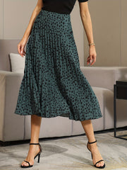 Dalmatian Print Pleated Skirt for Women