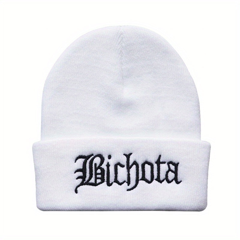 Men's BICHOTA Letter Embroidered Cold Hat Street All match Wool Beanie