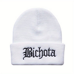 Men's BICHOTA Letter Embroidered Cold Hat Street All match Wool Beanie