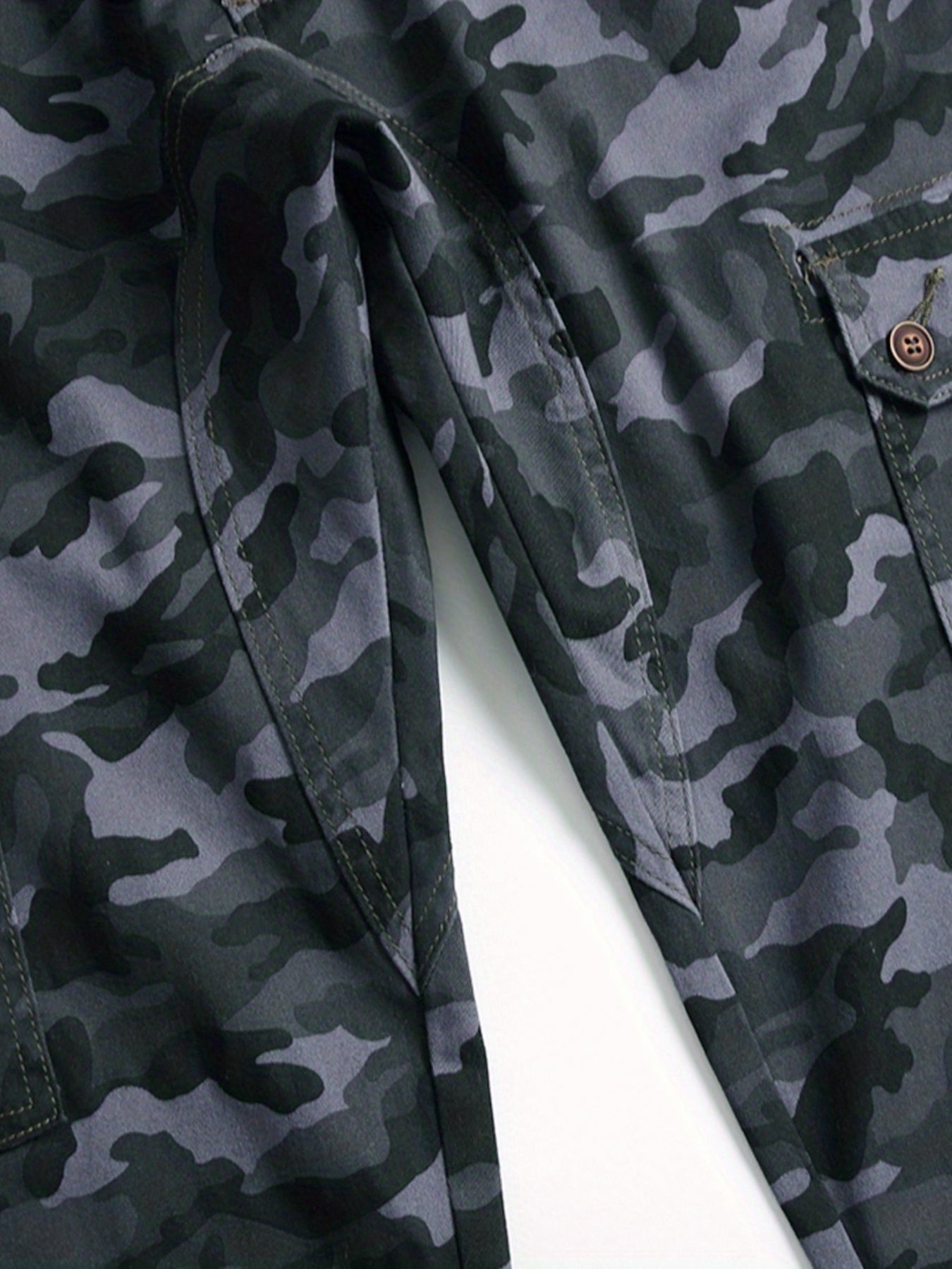 Camouflage Pattern Pocket Jeans Mens Casual Stretch Biker Jeans