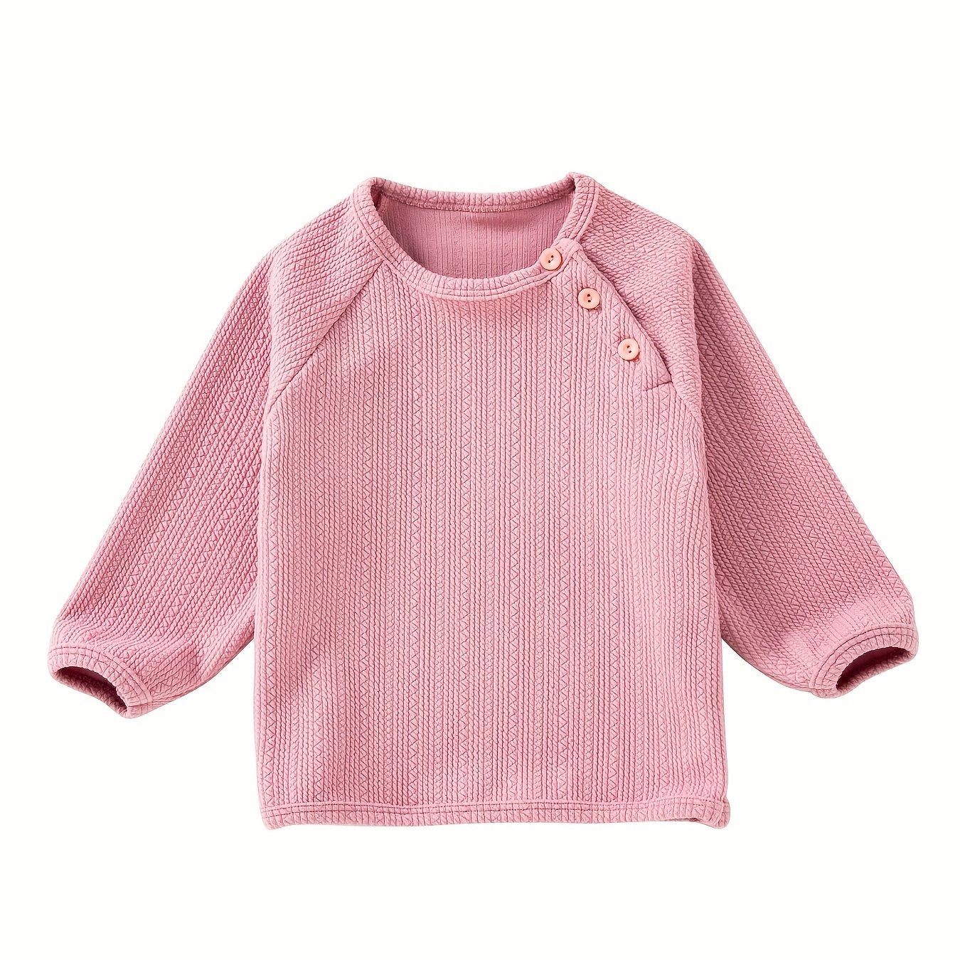 Girl's Loose Pullover Top with Buckle Round Neck