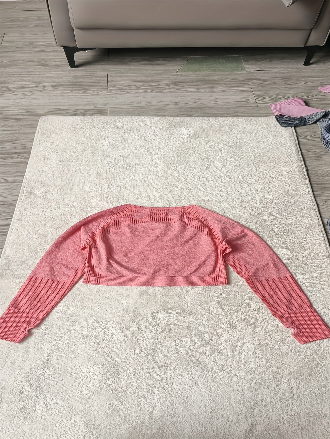 Seamless Cropped Long Sleeve Workout Top for Women - Yoga Fitness Running