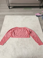 Seamless Cropped Long Sleeve Workout Top for Women - Yoga Fitness Running