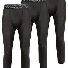 Men's Solid Bottom Leggings Active Quick Drying Sports Pants Set