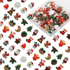 Christmas Push Pins 50pcs Winter Thumb Tacks Santa Elk Xmas Tree Wreath