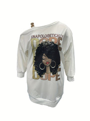 Women's One Shoulder Cartoon Print Long Sleeve Dress