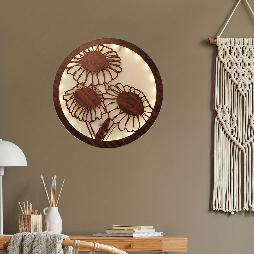 LED Flower Shape Wooden Lamp Home Decoration