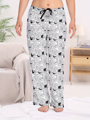 Halloween Graphic Print Sleep Bottoms Soft & Comfy Elastic Waist Women's Pants