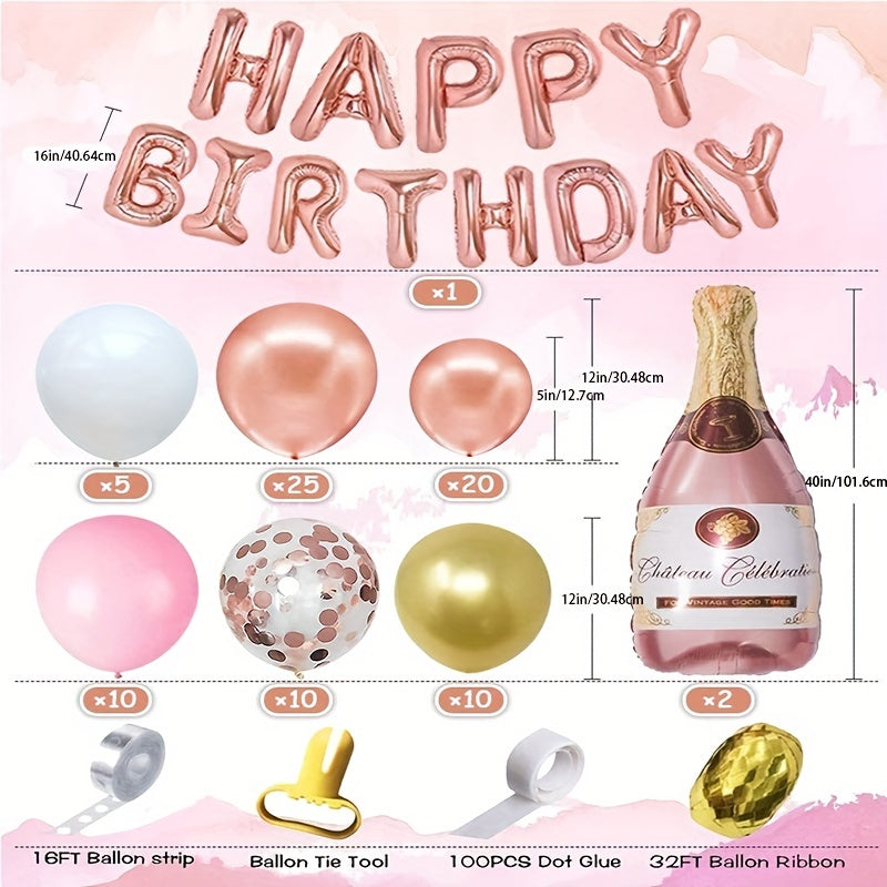Pink 36" Wine Bottle Balloon Set Girls Birthday Party Decor Wedding Baby Shower
