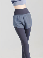 Solid Stretchy Yoga Sports Pants High Waist Tummy Control Fitness