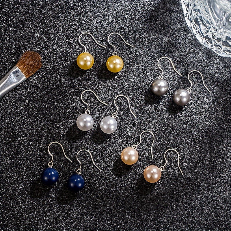 10pcs S925 Silver Faux Pearl Ear Hook Set For Girls
