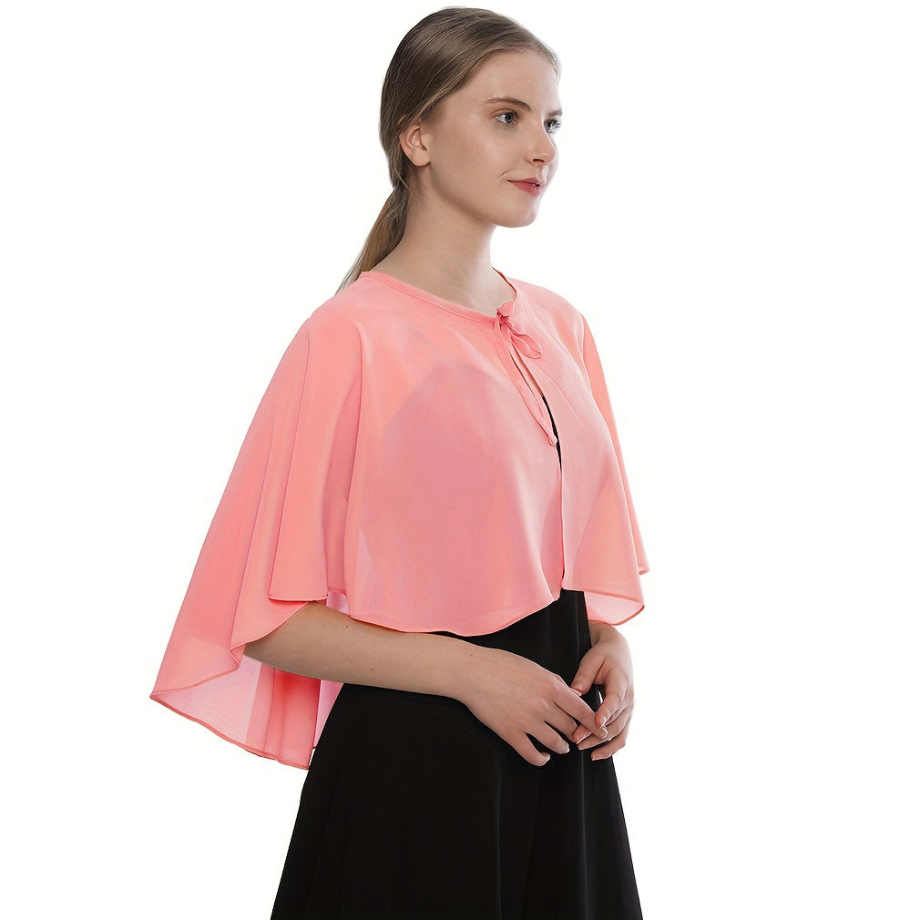 Chiffon Sheer Capelet Solid Poncho Scarf Shawls Women