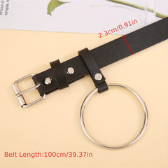 Square Pin Buckle Belt Big Ring Decor Casual Belt for Women