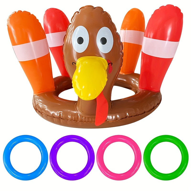 Inflatable Turkey Hat With Ferrules Set Thanksgiving Party Toy