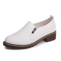 Women's Faux Leather Loafers Chunky Heeled Shoes