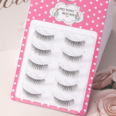 5 Pairs Natural Look 3D Mink Cat Eye Lashes 15mm Wispies