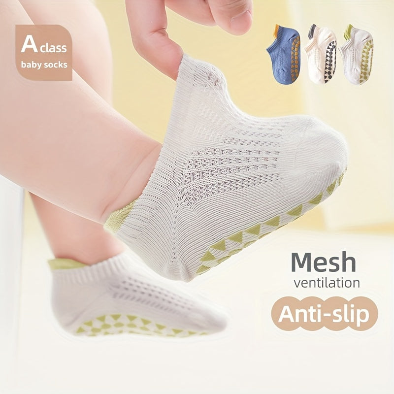3 Pairs Boys Kids Mesh Breathable Non Slip Ankle Socks