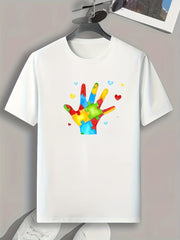 Hand Pattern Print Men's Sports T-shirt for Fitness Activities