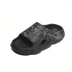 Men's Cartoon Print Non Slip Platform Slides Cloud Slides For Indoor/Outdoor