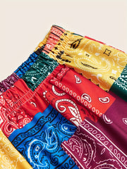 Paisley Patchwork Print Shorts for Women