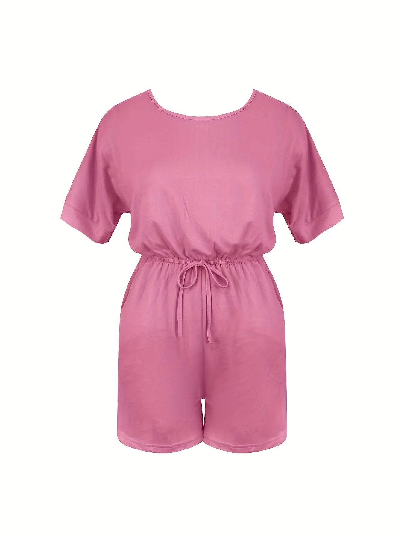 Casual Drawstring Waist Romper Jumpsuit Short Sleeve Women's Clothing