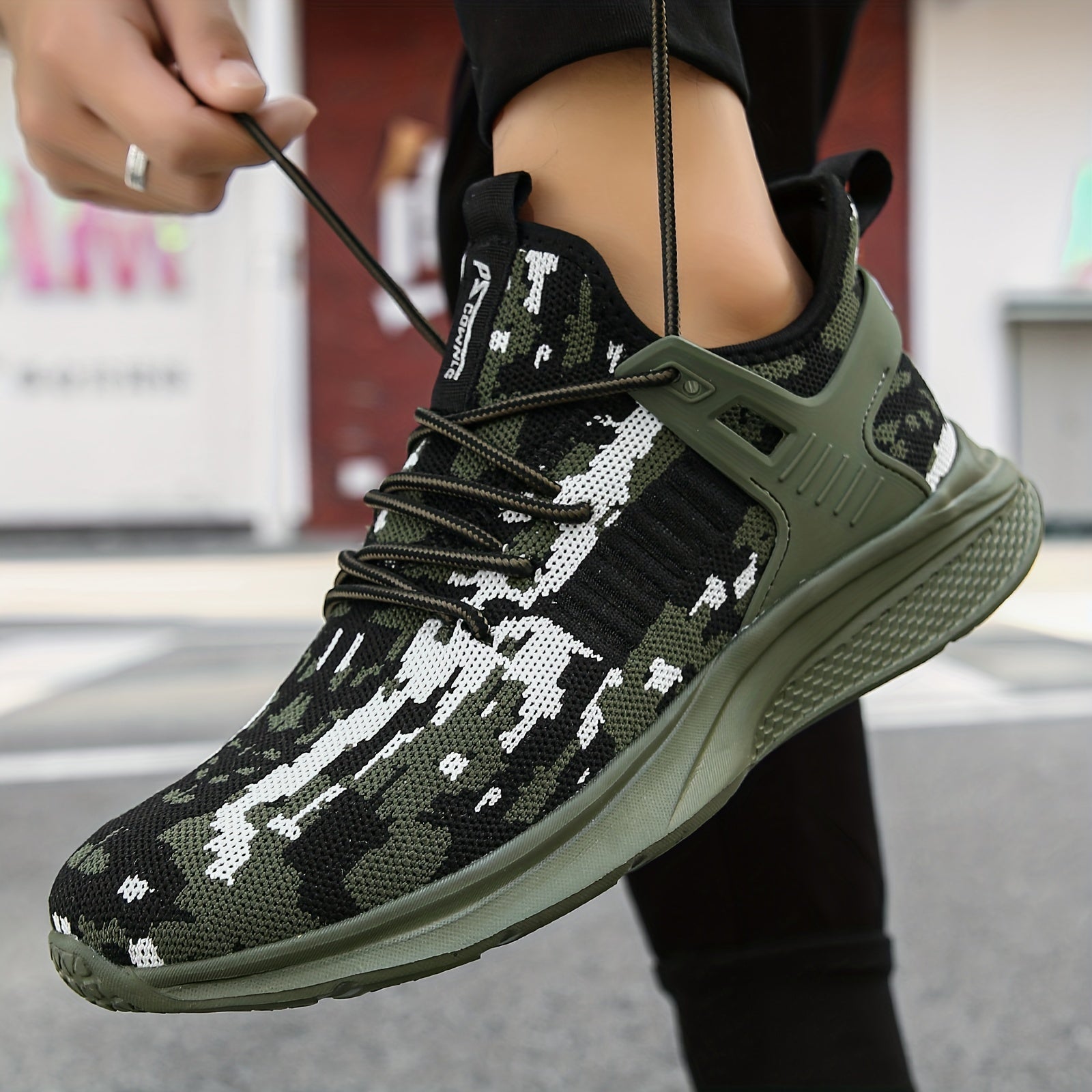 Men's Camo Knit Trail Running Shoes Soft Sole Sneakers
