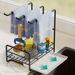 Kitchen Storage Rack Tabletop Dishwashing Sponge Drainage Wall Mounted Storage