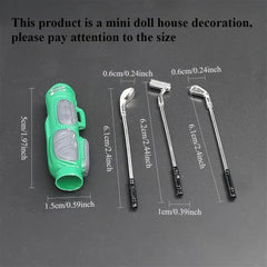 Mini Golf Clubs Dollhouse Toys 1:6 1:12 Scale Sets Decorated Sports Scenes