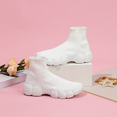 Women's Breathable Knit Sneakers Mid Top Casual Shoes