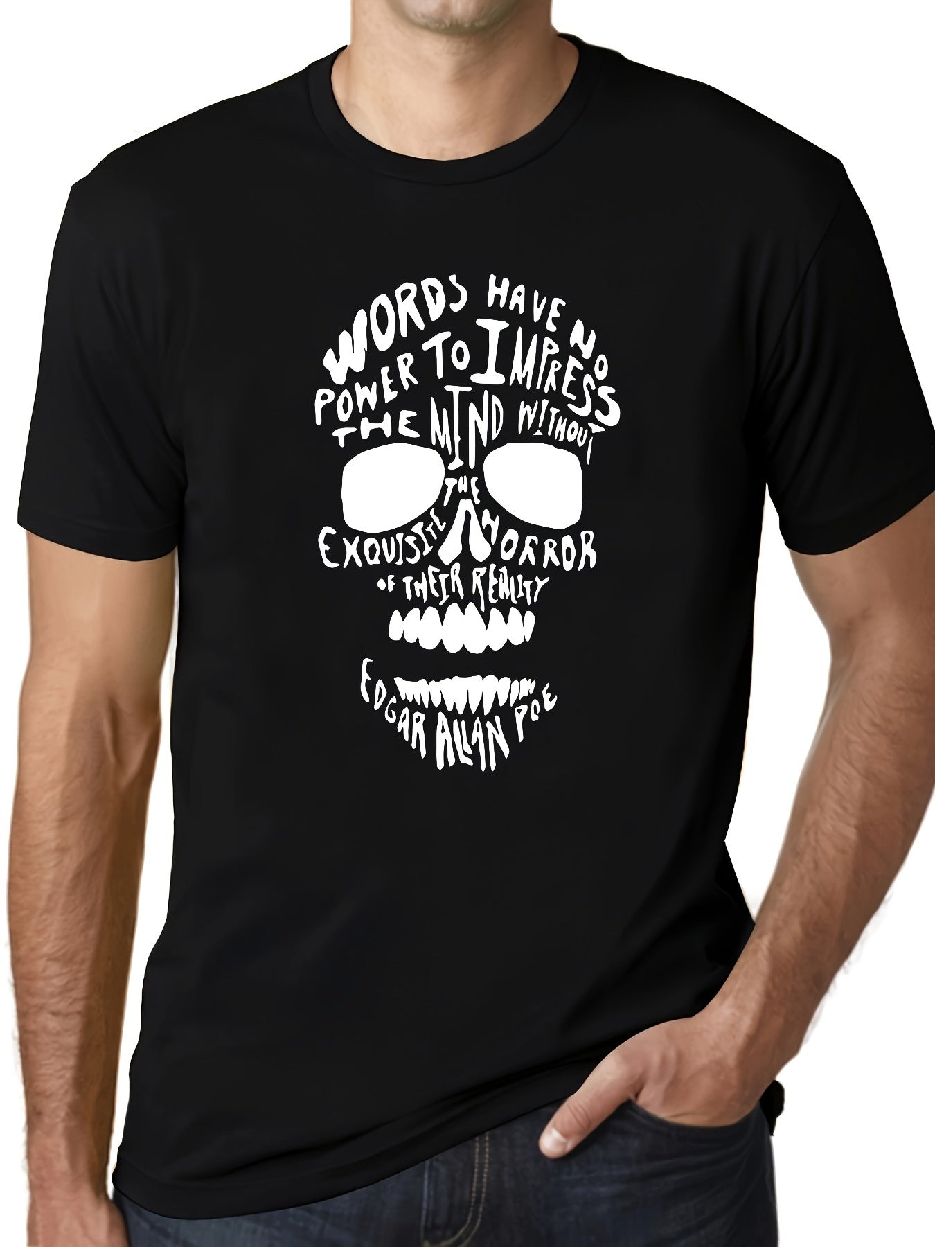 Men's Skull Pattern Sports T shirt Casual Stretch Round Neck Tee Shirt