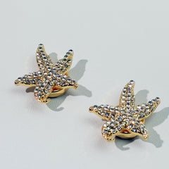 2pcs Starfish Shirt Buttons w/ Brass Base Coastal Decorative Closures
