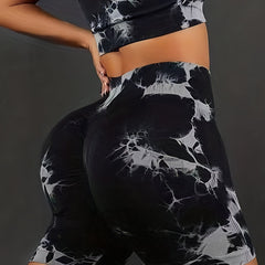 High Waist Tie Dye Yoga Shorts for Women Butt Lifting Leggings