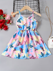 Toddler Girls Tie Dye Butterfly Graphic Cami Dress