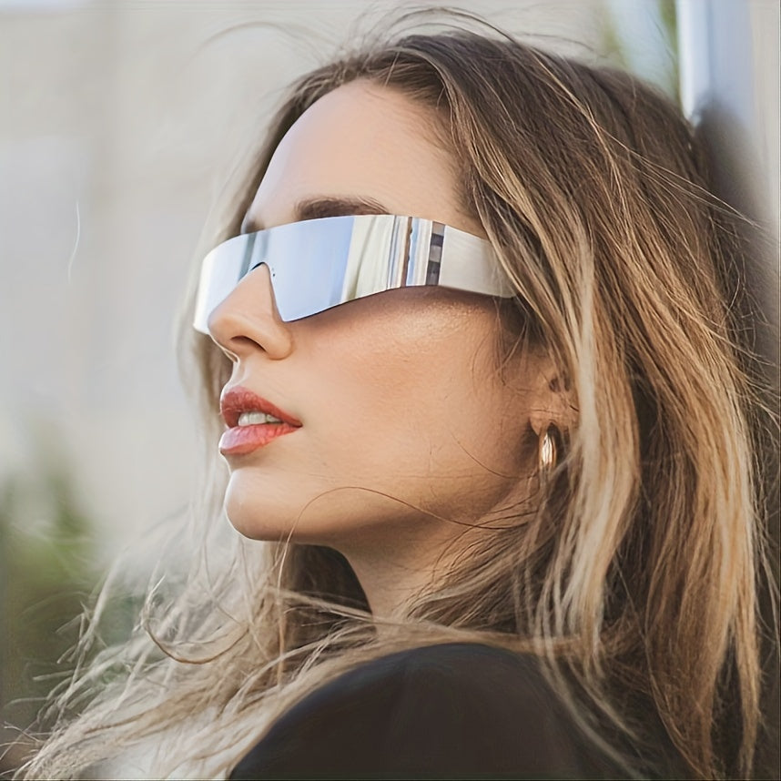Y2K Rimless Sunglasses Flat Top Cyberpunk Eyewear