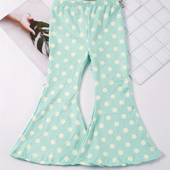 Girls Polka Dots Casual Flare Leg Pants for Spring & Summer