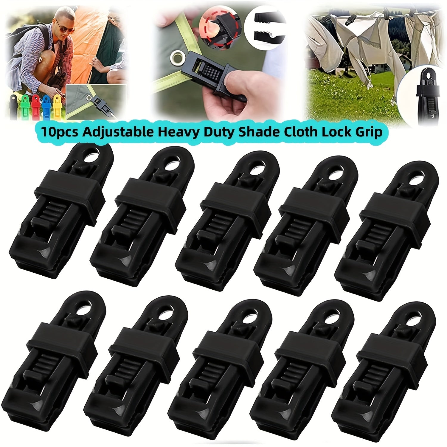 10pcs Adjustable Lock Grip For Tarp & Shade Cloth Awning Fix Clamp