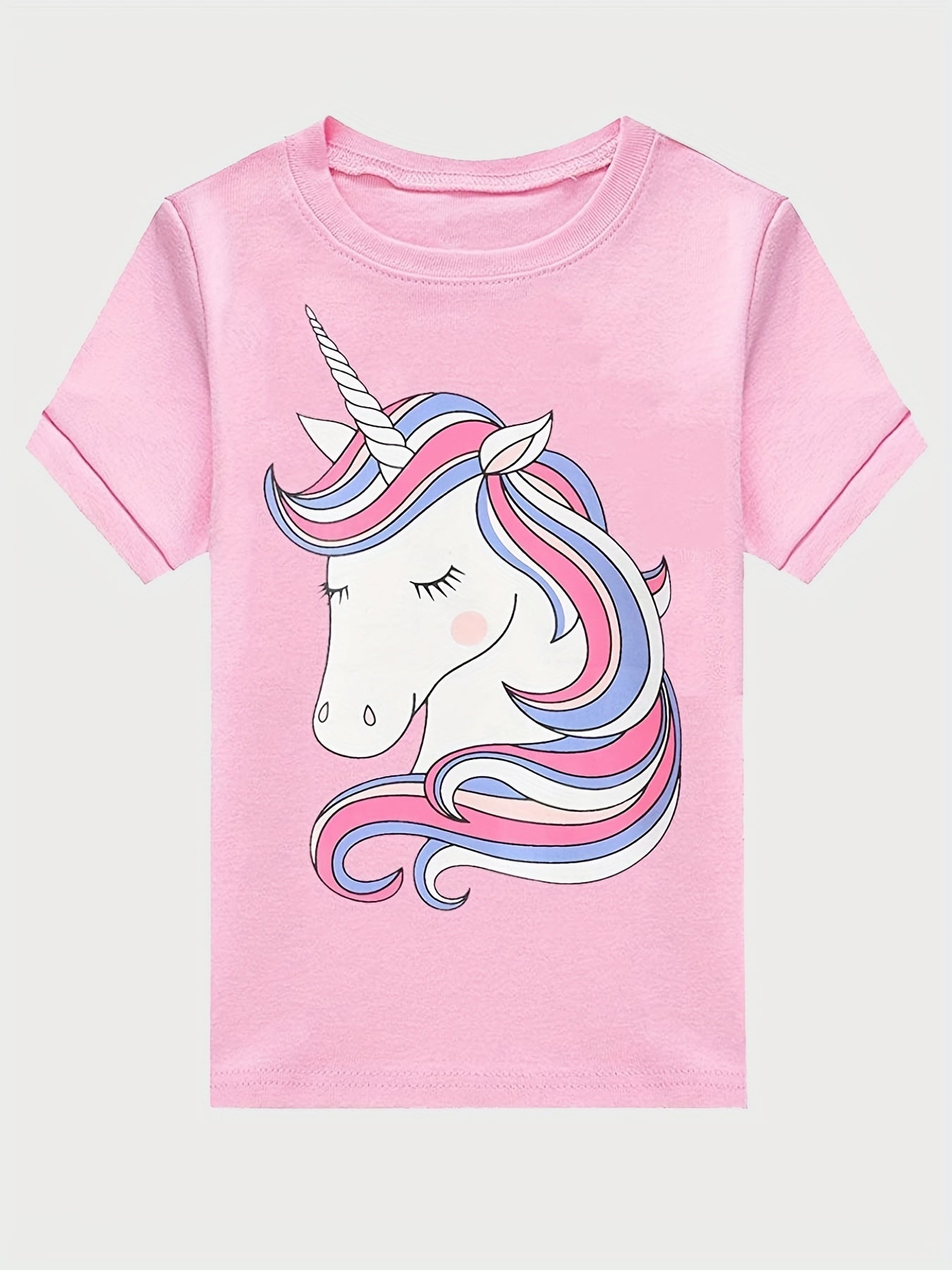 Toddler Girls Unicorn Pajama Set Crew Neck T Shirt Top & Shorts Sleepwear