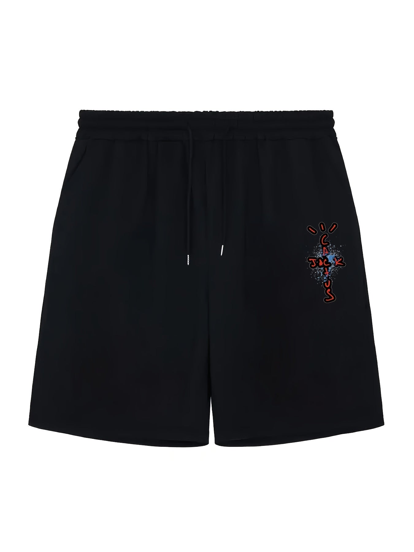 Men's Cross Print Casual Shorts Elastic Waist Gym Pants